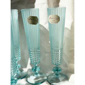NEW 6 pc Baci Milano Acrylic Chic Mimosa Glasses mimicks crystal Teal